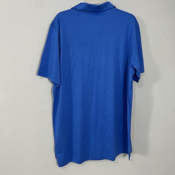 Peter Millar Polo Shirt Large Blue Golf Top Casual Stretch Lightweight Cotton - Picture 6 of 7
